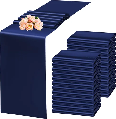 Miniatura 7 de Paquete de 24 caminos de mesa azul bebé, camino de mesa de satén liso de 12 x 72 pulgadas, caminos de mesa de alta calidad para bodas, fiestas