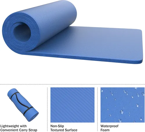 Miniatura 2 de Foam Sleeping Pad for Camping - 1.25-Inch-Thick Waterproof Sleep Pad with Carry Straps for Cots, Tents, or Sleepovers by Wakeman Outdoors (Black)