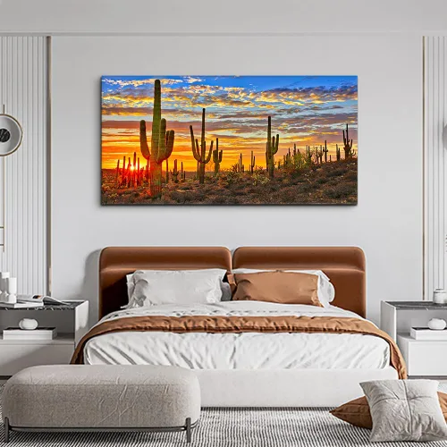 Miniatura 8 de Lienzo decorativo de pared para sala de estar, cactus y plantas, pintura de paisaje, baño, decoración de pared, listo para colgar, decoración