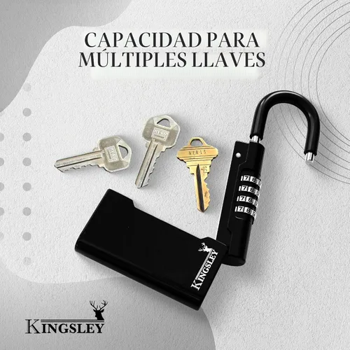 Miniatura 6 de Kingsley Guard-a-Key Caja de seguridad para llaves negra portátil con llave de colgar y cerradura de combinación para llaves de casa, inmobiliarias