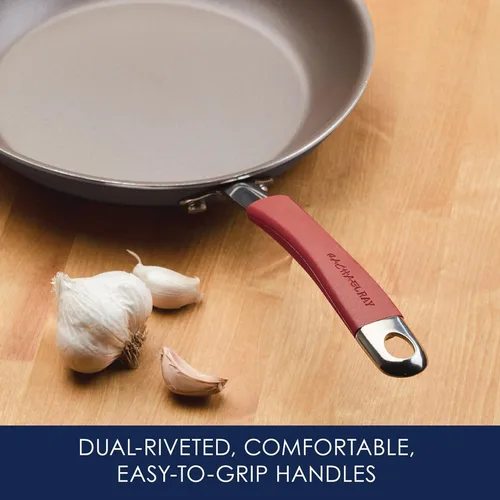 Miniatura 5 de Rachael Ray - 87630 Rachael Ray Cucina Juego de Utensilios de Cocina de Ollas y Sartenes Antiadherentes Anodizadas Duras, 12 Piezas, Gris con Asas