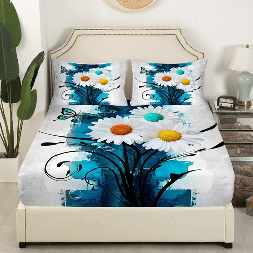 Miniatura 3 de Erosebridal Juego de sábanas turquesa tamaño individual para niñas y mujeres, juego de sábanas color verde azulado y gris degradado para adultos