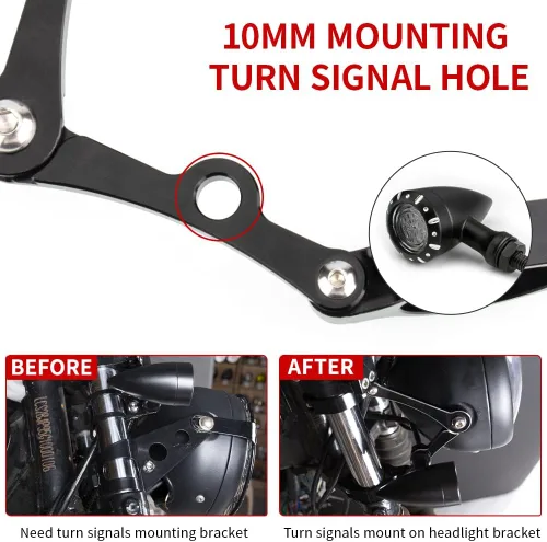 Miniatura 4 de Soporte Universal de Montaje de Faro de Motocicleta Negro 39-41mm Tubos de Horquilla Aluminio CNC Soporte de Faro Delantero Compatible con Harley