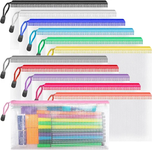 Miniatura 18 de Umriox Bolsa con cremallera, 16.9 x 12.4 pulgadas (12 colores, 12 paquetes), bolsas extra grandes con cremallera, bolsas impermeables
