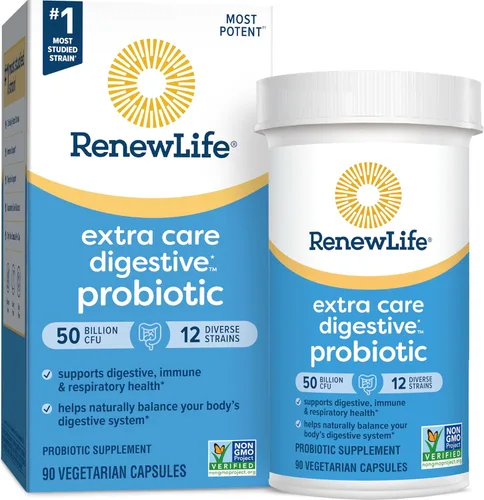 Miniatura 9 de Renew Life Cápsulas de Probióticos Digestivas de Cuidado Extra, 50 Mil Millones de CFU Garantizadas, Suplemento Diario Apoya la Salud Inmune