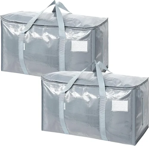 Miniatura 12 de TICONN Paquete de 2 bolsas de mudanza extra grandes resistentes con cremalleras y asas de transporte, bolsas de almacenamiento duraderas