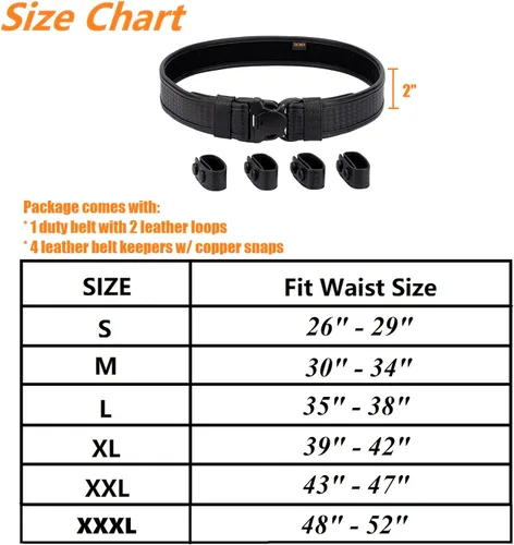 Miniatura 7 de TACNEX Cinturón de Servicio de Tejido de Canasta de 2" con Forro de Gancho 4 Sujetadores Cinturón Interior Reversible de 1.5" para Policía