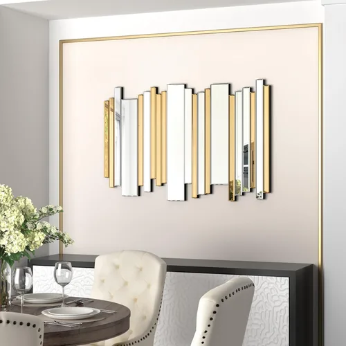 Miniatura 4 de Espejos decorativos para decoración de pared, espejos grandes para decoración de pared, sala de estar, espejos plateados de 24 x 36 pulgadas (dorado)