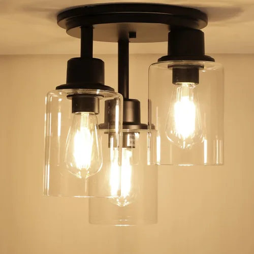 Miniatura 5 de ROTTOGOON Lámpara de Techo Semiempotrada, Accesorios de Luz de Techo de 3 Luces Cerca del Techo, Accesorios de Luz de Cocina Negro Mate