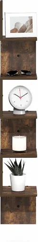 Miniatura 4 de Furinno Rossi - Estantes flotantes de esquina para pared, estante de pared cuadrado de esquina de 5 niveles, estante flotante radial en forma de S