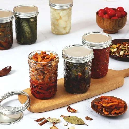 Miniatura 2 de YEBODA Paquete de 12 tarros de vidrio de 8 onzas con tapas y bandas, ideales para conservar, mermelada, miel, gelatina, recuerdos de boda, regalos