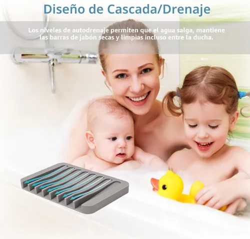 Miniatura 5 de Jaboneras autodrenantes, 3 piezas de silicona para jabón, escurridor de cascada para baño, prolonga la vida del jabón, mantiene las barras de jabón