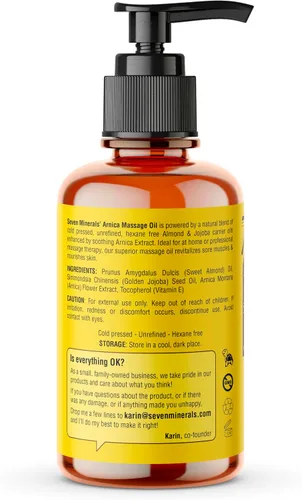 Miniatura 5 de Aceite de masaje para músculos adoloridos de Seven Minerals con árnica para terapia de masaje - 4 oz - Ideal para masaje corporal profesional