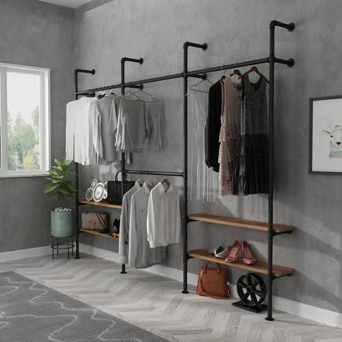 Miniatura 2 de Perchero industrial para ropa, perchero para armario, dormitorio y como sistema de clóset. Percheros resistentes para colgar ropa, perchero