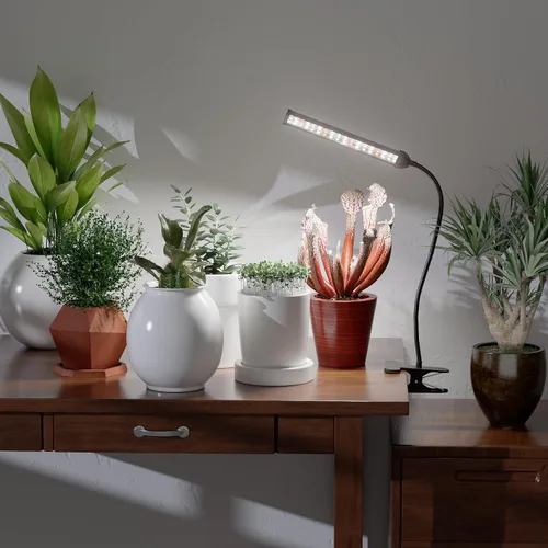 Miniatura 6 de GooingTop Luz de cultivo para plantas de interior, 5000 K, lámpara blanca de cuello de cisne de espectro completo con clip LED rojo y azul