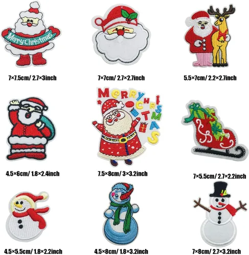 Miniatura 2 de Woohome 27 calcomanías bordadas para planchar de Feliz Navidad para manualidades, costura, ropa y regalos de Navidad