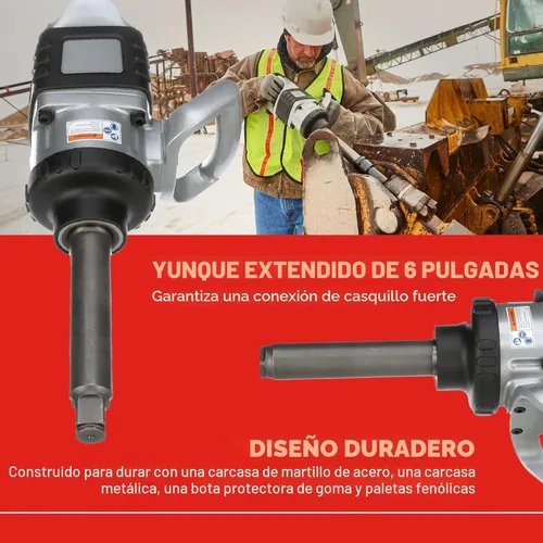 Miniatura 3 de Ingersoll Rand 285B-6 Llave de impacto neumática inalámbrica de 1 pulgada con yunque extendido de 6 pulgadas y 2 asas
