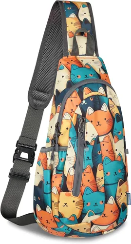 Miniatura 7 de TITECOUGO Bolso bandolera pequeño, mochila cruzada ligera para hombres y mujeres, bolsa de hombro para deportes y exteriores Azul marino/azul
