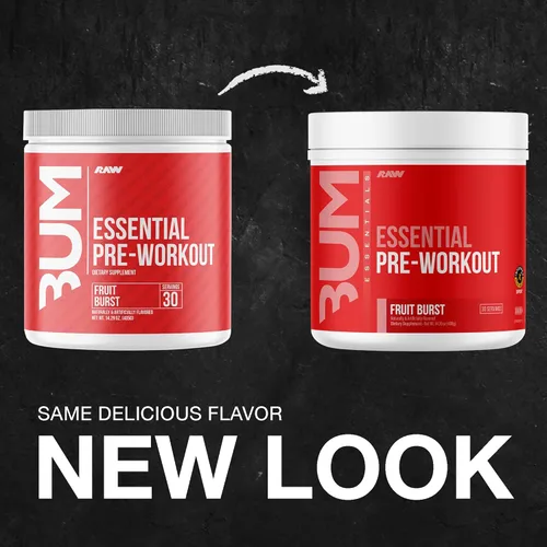 Miniatura 2 de RAW Essential - Polvo preentrenamiento (estallido de frutas) - Suplemento deportivo de Chris Bumstead para hombres y mujeres - Polvo energético