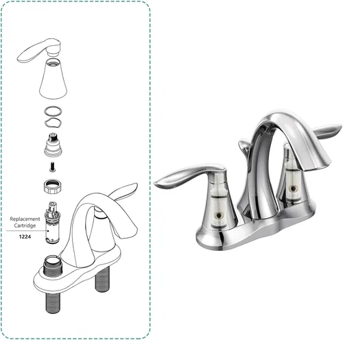 Miniatura 8 de 1224 1224B Kit de repuesto de cartucho de grifo para la mayoría de grifos Moen de doble mango y kit de reparación de bañera/duchas, repuesto
