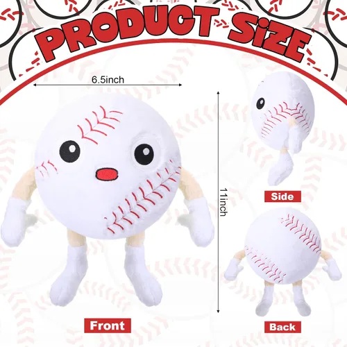 Miniatura 3 de Soulchen Divertido juguete de peluche de béisbol con patas de 11 pulgadas, suave animal de peluche para niños y niñas, almohada deportiva de béisbol