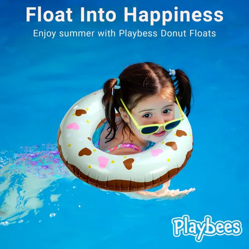 Miniatura 6 de Playbees Flotadores inflables para piscina con forma de dona, paquete de 4, de 20 pulgadas, para niños, divertido juguete acuático de verano