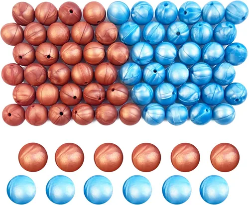 Cuentas de silicona de 0.59 pulgadas color dorado + azul mate para hacer insignias de profesor con cordón