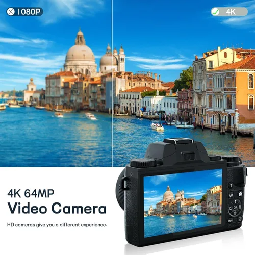 Miniatura 3 de Cámaras digitales para fotografía, NIKICAM 4K 64MP WiFi Vlogging Cámara para YouTube con pantalla táctil de 4 pulgadas, cámara dual, Flash, tarjeta