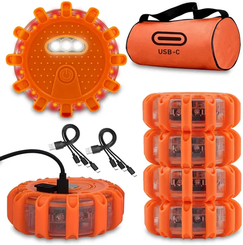 Miniatura 10 de Ecoangel Bengalas LED de Carretera Recargables por USB Luces de Emergencia - Baliza de Seguridad para Automóvil de Advertencia en Carretera Kit de 3