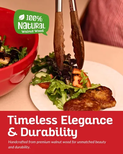 Miniatura 4 de Boxiki Kitchen Pinzas de madera para cocinar, pinzas antiadherentes para ensalada de cocina para servir alimentos, asar a la parrilla, cocinar