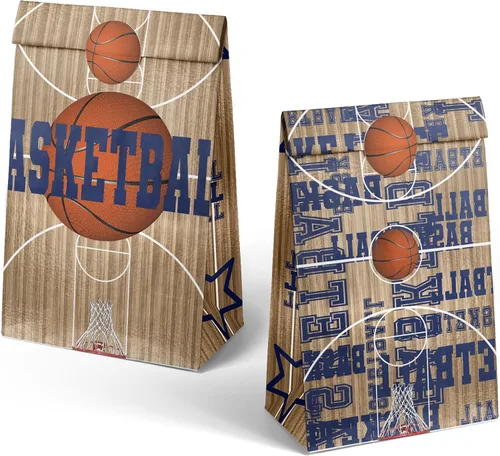 Miniatura 2 de Bolsas de regalo de fiesta de baloncesto Outego – 24 piezas de bolsas de regalo de baloncesto con 5 diseños, bolsas de papel para golosinas