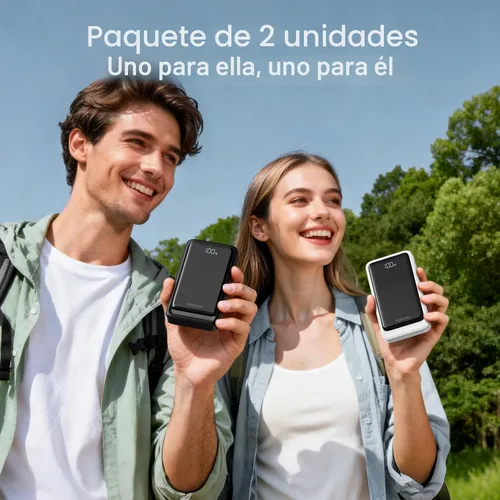 Miniatura 6 de Paquete de 2 cargadores portátiles de 10000 mAh 2026 con 4 cables integrados, paquete de batería PD 20W Travel Essentials, 5 salidas 2 entradas Slim