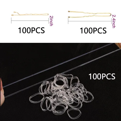 Miniatura 3 de 200 horquillas para el cabello en forma de U con caja de almacenamiento (2.36 pulgadas, 2 pulgadas), horquillas para moños para mujeres, niños
