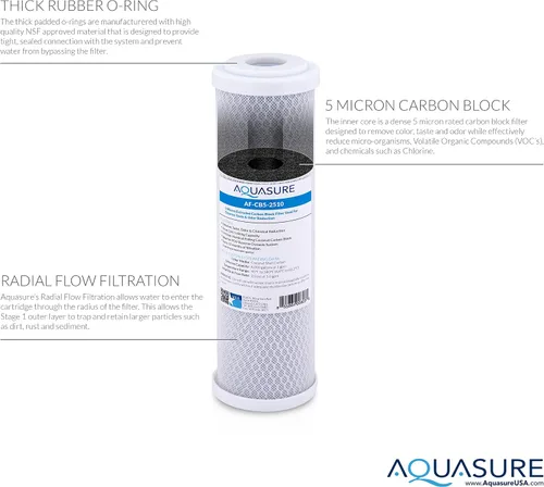 Miniatura 3 de Aquasure Pioneer Series - Filtro de repuesto de 5 micrones para ósmosis inversa y filtro de agua debajo del fregadero, 10 x 2.5 pulgadas