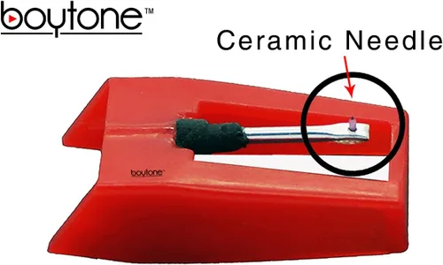 Miniatura 2 de Boytone Paquete de 3 agujas de repuesto de cerámica con punta de zafiro para tocadiscos