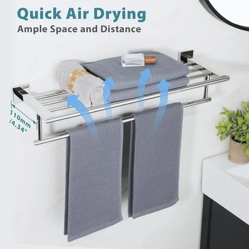 Miniatura 6 de Alise Toalleros para Baño Montados en la Pared, Toallero de Baño de 24 Pulgadas con Barra de Toalla, Toalleros Dobles para Baño, Portatollas de Baño