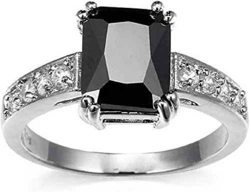 Miniatura 2 de Xiaomei Anillo de compromiso de boda de plata de ley 925 con circonita para hombre y mujer, talla 6-11
