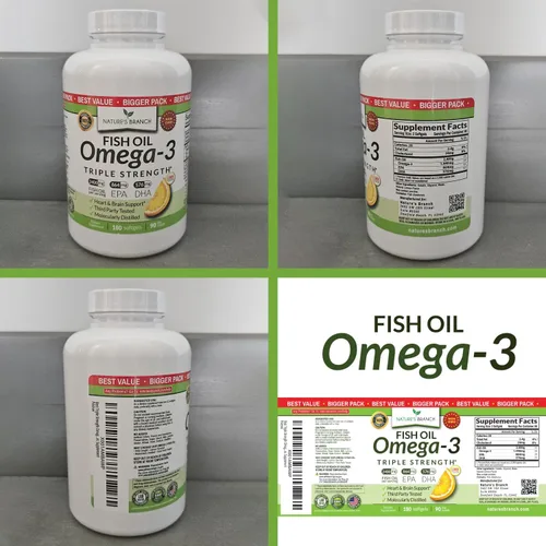 Miniatura 9 de Aceite de pescado Omega 3 de triple fuerza para la salud del corazón, el cerebro y los ojos - Aceite de pescado EPA y DHA para hombres y mujeres