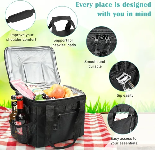 Miniatura 5 de Tirrinia Bolsa térmica grande aislada – Caja térmica a prueba de fugas para exteriores para mujeres y hombres – Bolsa de congelador portátil