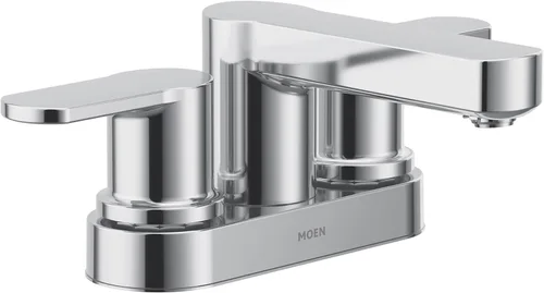 Miniatura 14 de Moen Laris - Grifo cromado de un solo agujero con una manija para lavabo de baño moderno con plato de cubierta opcional y montaje de desagüe