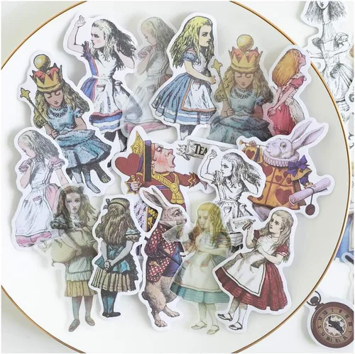 Alideco Paquete de 80 calcomanías vintage para álbumes de recortes, suministros de álbumes de recortes Kawaii Alice, divertidos adhesivos estéticos