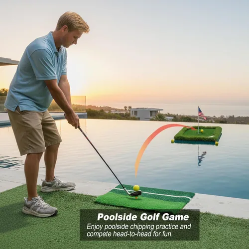 Miniatura 6 de SENSECLUB Red de astillado plegable y green flotante, objetivo de astillado de práctica de golf interior, juego de golf de patio trasero y regalos