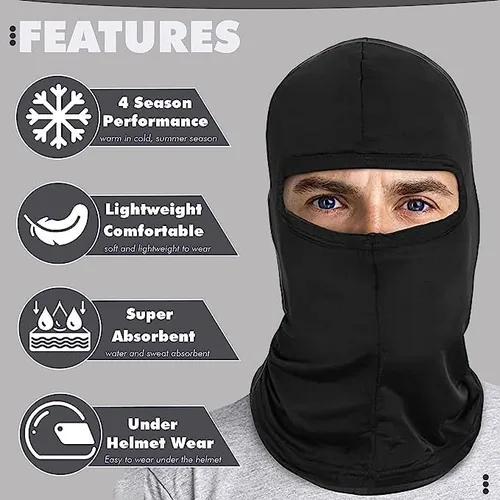 Miniatura 5 de Pasamontañas de seda para hombre, transpirable, para usar debajo del casco, resistente al viento, pasamontañas para motocicleta