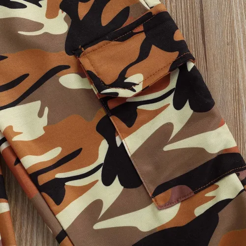 Miniatura 84 de Mandizy Conjunto de ropa de otoño para bebé niña pequeña, sudadera de manga larga con estampado de letras bendecidas, pantalones de camuflaje