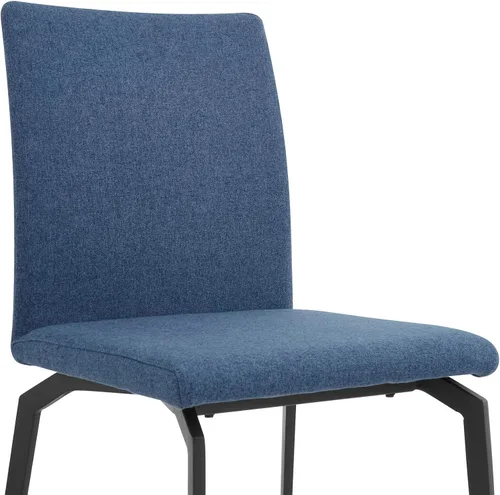 Miniatura 6 de Armen Living Lyon - Juego de 2 sillas de comedor modernas, tela azul y metal