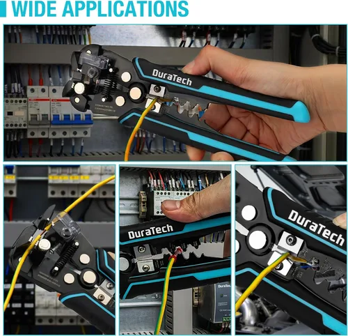 Miniatura 6 de DURATECH Pelacables autoajustable, herramienta automática 3 en 1 para pelar 22-7 AWG y herramienta de prensado, pelado/prensado/corte de 22-10 AWG
