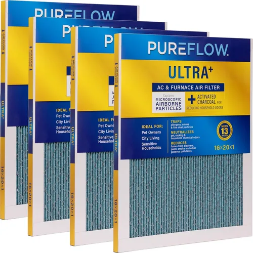 Miniatura 10 de PureFlow - Filtro de aire para horno doméstico de 12 x 12 x 1, con 4 capas de tecnología de filtración avanzada, MERV-13 paquete de 2