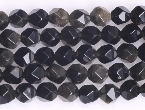Miniatura 2 de JOE FOREMAN Cuentas de obsidiana dorada para hacer joyas, piedras preciosas semipreciosas naturales de 0.079 pulgadas, hebra facetada de 15 pulgadas