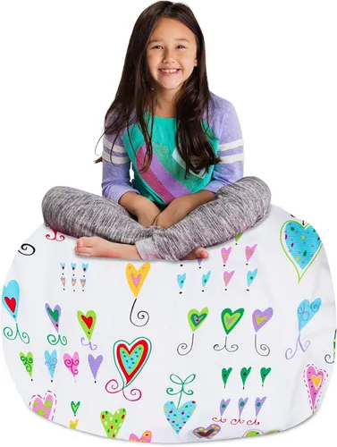 Miniatura 67 de Posh Stuffable Kids Funda de Silla Puf Rellenable para Almacenamiento de Animales de Peluche - Organizador de Juguetes Infantiles, Mediano 27