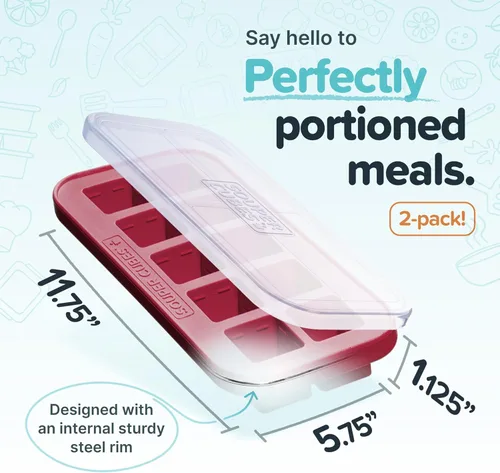 Miniatura 2 de Souper Cubes - Moldes de silicona para congelador de 2 cucharadas - Perfectos para almacenar ajo, hierbas, jengibre, pesto, pasta de tomate, jugo